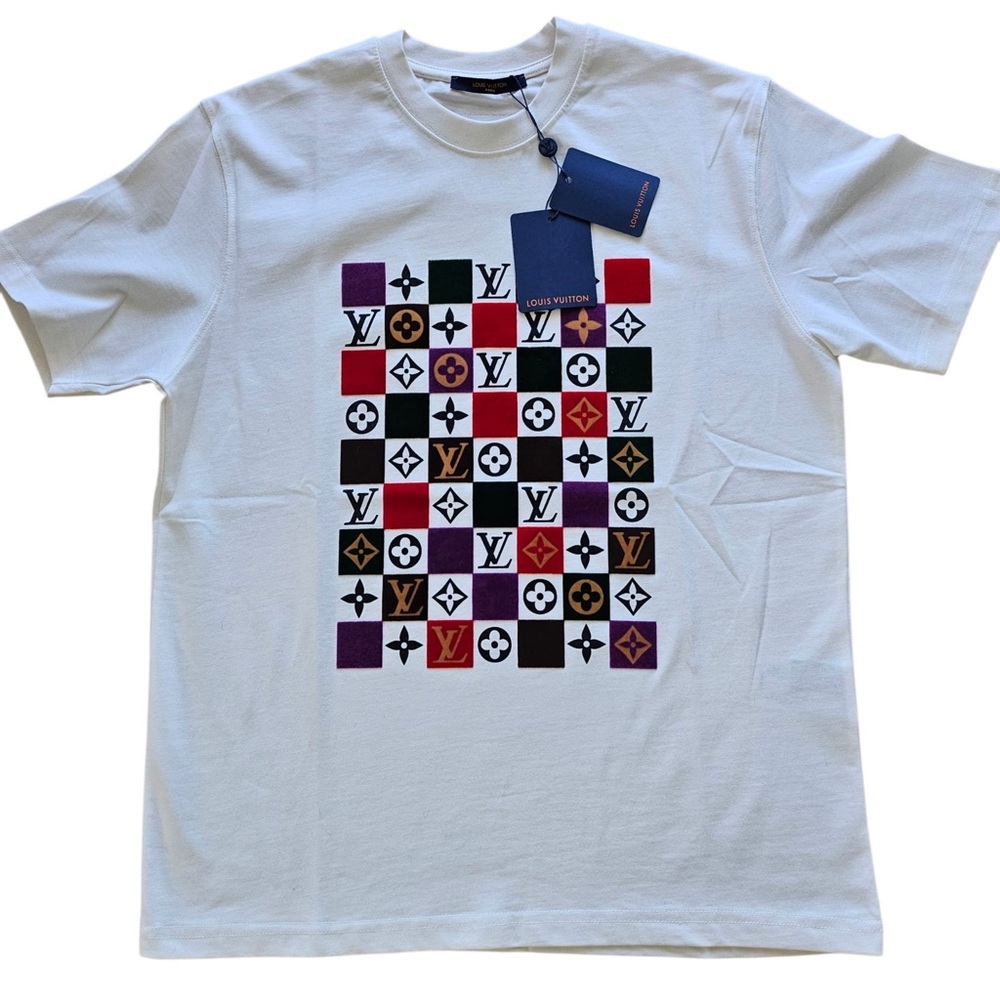 Louis Vuitton Multicolor Logo Checkered T-Shirt